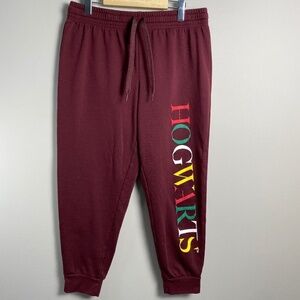 Mad Engine Harry Potter Hogwarts Men's Burgundy/Maroon Jogger Sweatpants Large
